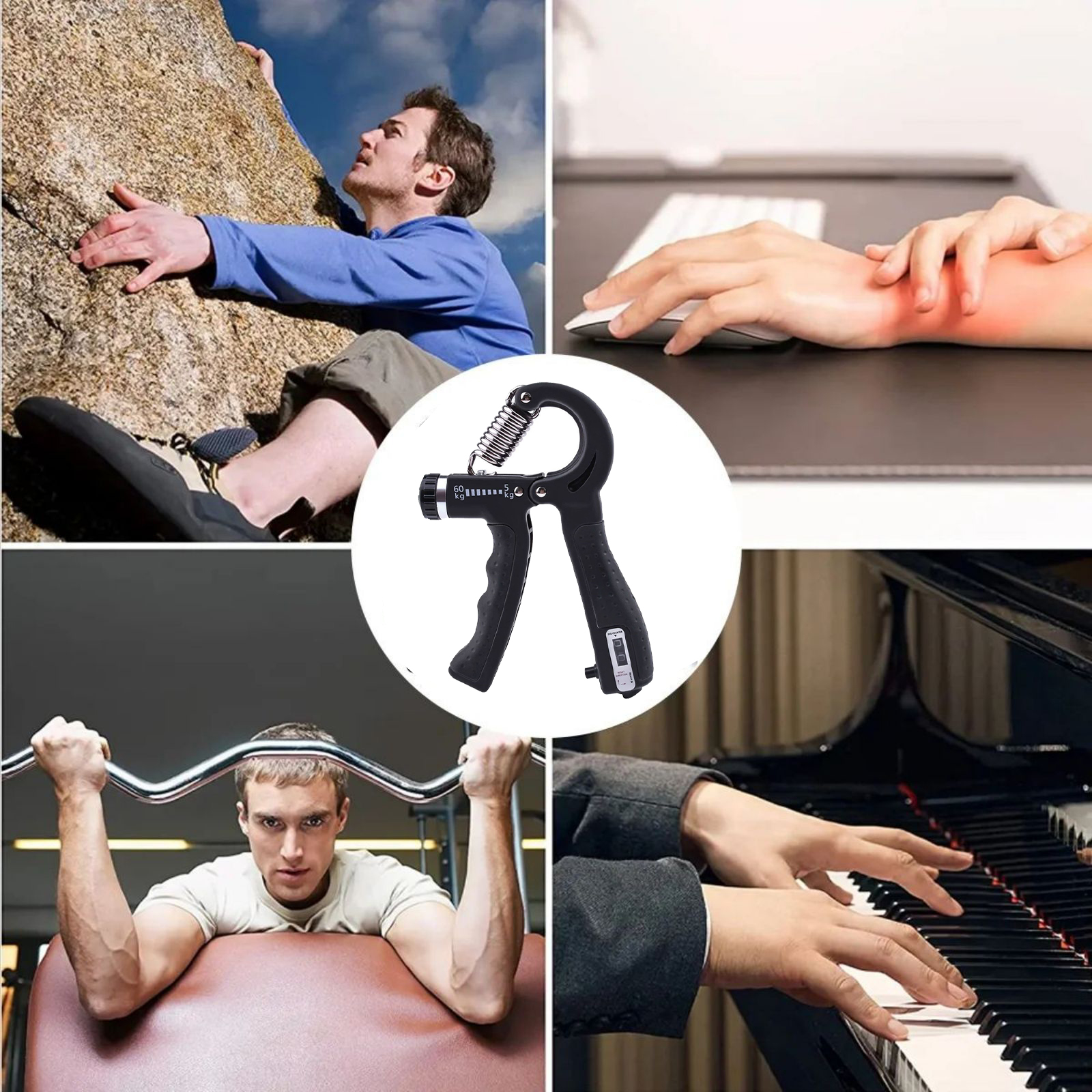 Grip Strength Grips Men'S Professional Training Arm Hand Strength Rehabilitation Stress Reduction Wrist Count Adjustable Grips