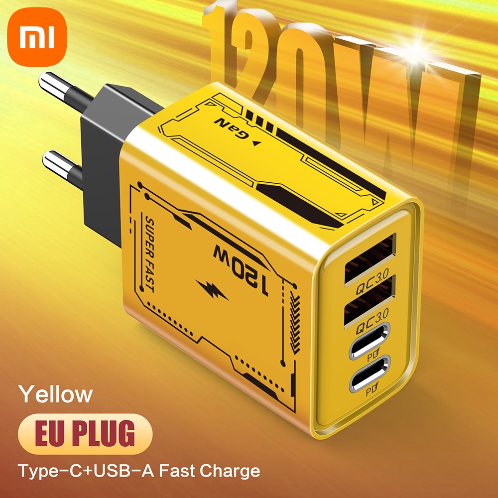 Cargador Xiaomi de 120W, carga ultra rápida tipo C GaN, cargador de teléfono USB-C QC 3,0, adaptador de cargador de teléfono para iPhone, Samsung y Xiaomi