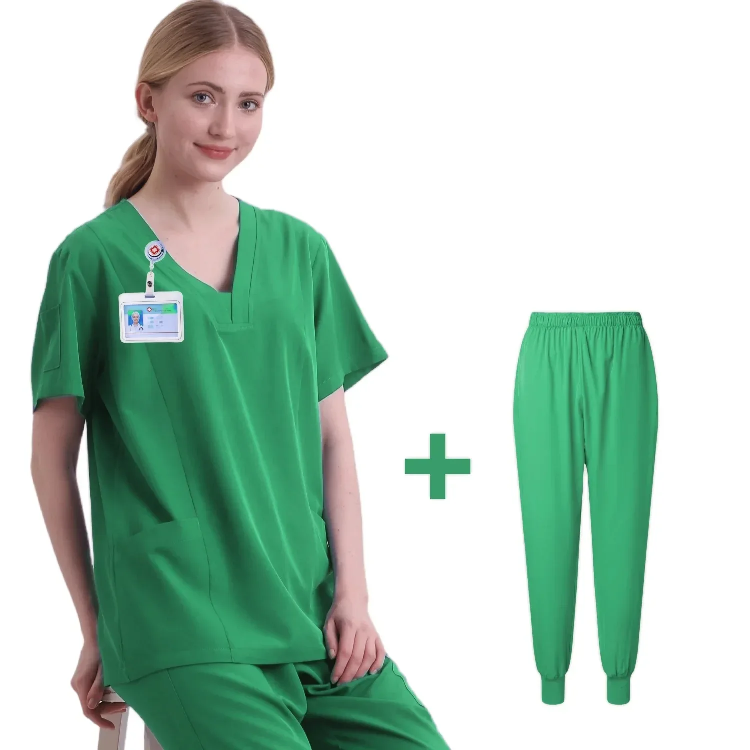 Nuovo Set di Scrub uniformi mediche Scrub elasticizzato top con pantaloni tascabili uniforme da infermiera tuta chirurgica da medico abbigliamento da lavoro per salone di bellezza