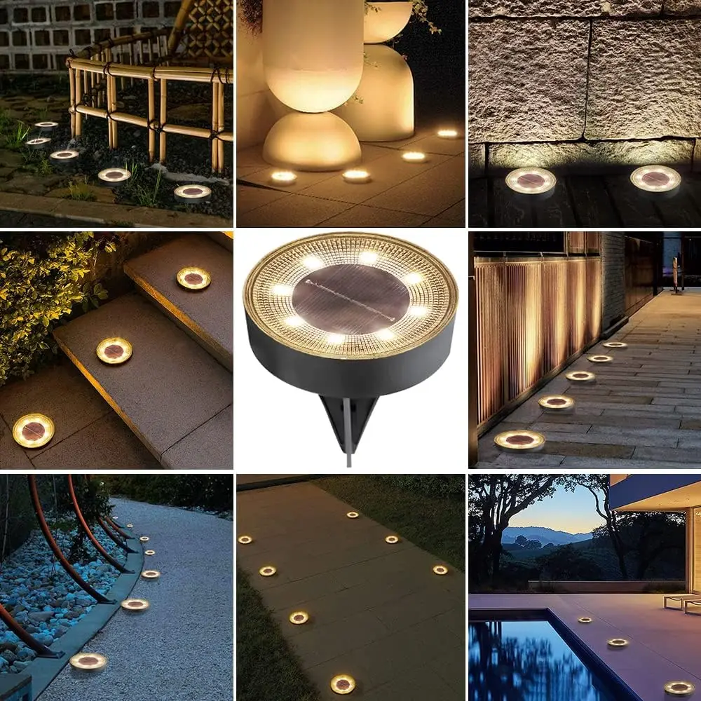 Ip68 à prova dip68 água led ao ar livre energia solar luz à terra controle de iluminação caminho deck luzes quintal garagem gramado jardim decoração lâmpada