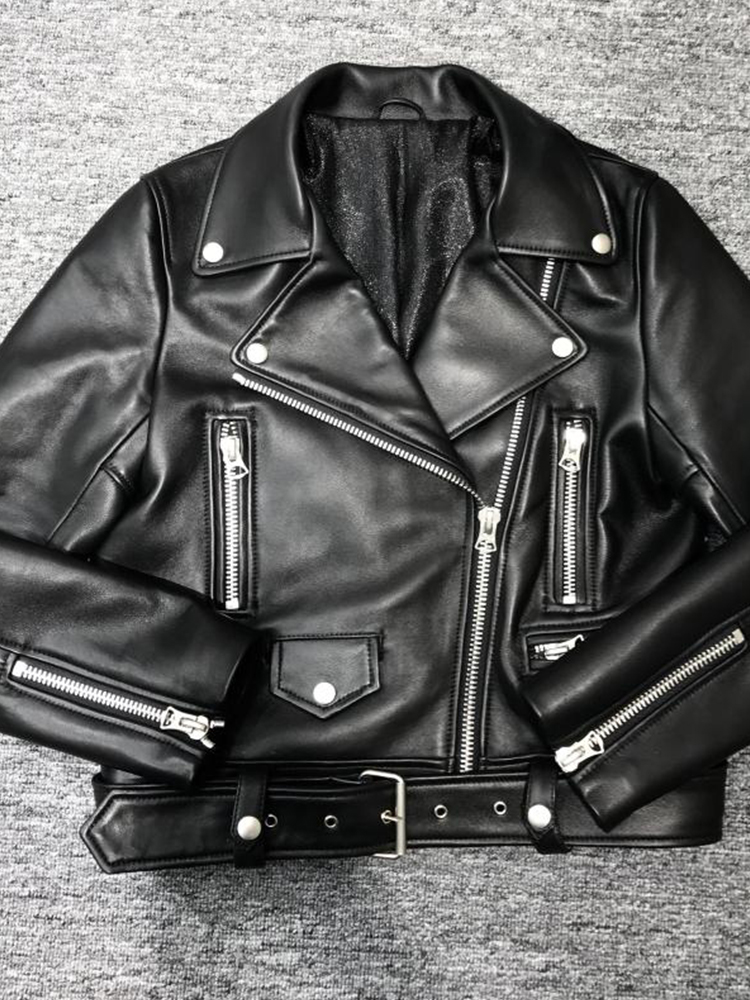 FTLZZ Neue Herbst Frauen Pu Leder Jacke Frau Zipper Gürtel Kurze Mantel Weibliche Schwarz Punk Bomber Faux Leder Outwear