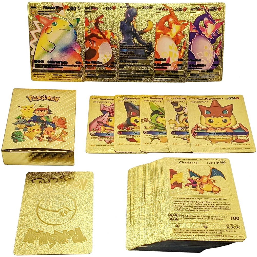 10-55 stuks Pokemon Pikachu kaarten goud zilver zwart Vmax GX Vstar Engels Spaans Frans Duits Combat Card collectie Speelgoed Gift
