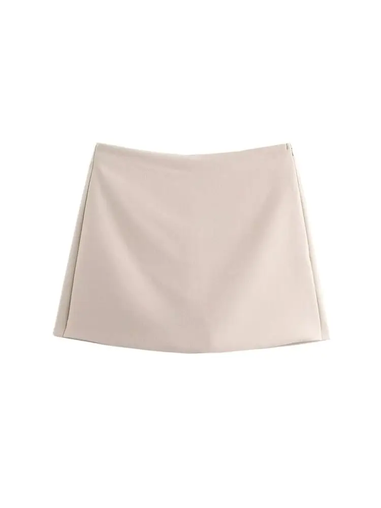 Hohe Taille Solide Skort für Frauen Mode Seite Zipper Weibliche Shorts Röcke Mujer