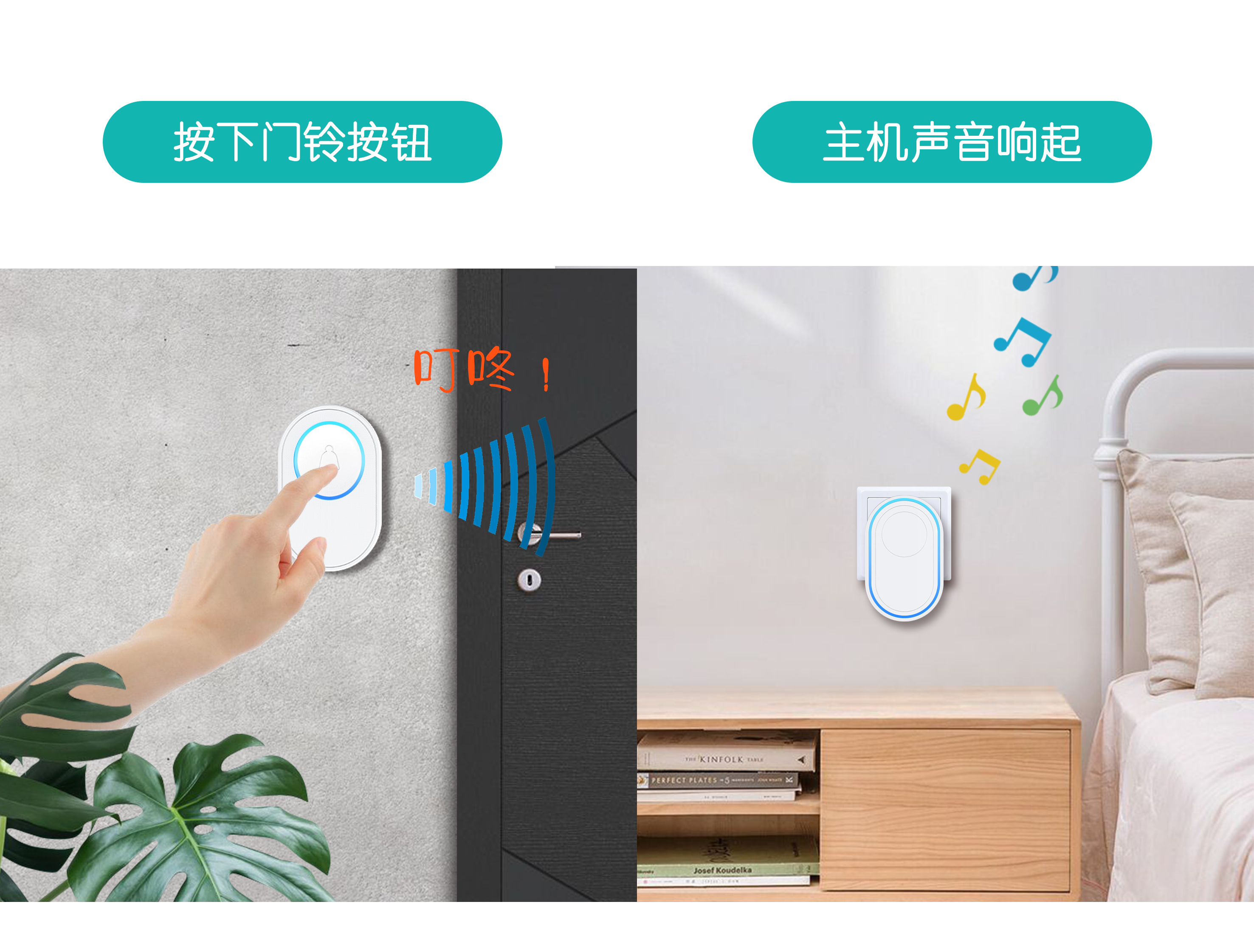 Sonnette intelligente sans fil WIFI, application Tuya, alarme de maison, sonnette de bienvenue, étanche, télécommande, carillon de porte intelligente, prise ue UK US