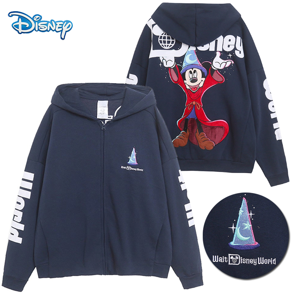 Disney World Castle Letter Magic Mickey Mouse Cartoon Print Borduren Fleece Sweatshirt Dames Capuchon Rits VELOUR Jumper Top