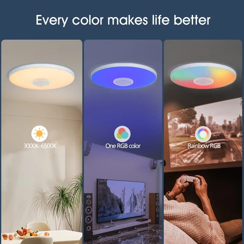 LED-Licht RGB Smart Deckenleuchte mit Lautsprecher 30W 36W Audio Musik Spielen TUYA APP Bluetooth WIFI Home Decor Schlafzimmer Wohnzimmer