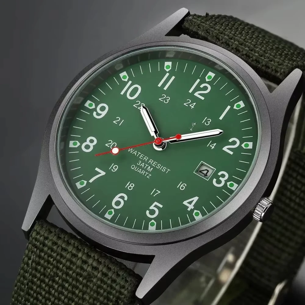 Relojes para hombre, reloj con manecillas luminosas, reloj de pulsera de cuarzo con fecha deportiva militar de lujo, reloj informal de nailon para hombre, reloj Masculino