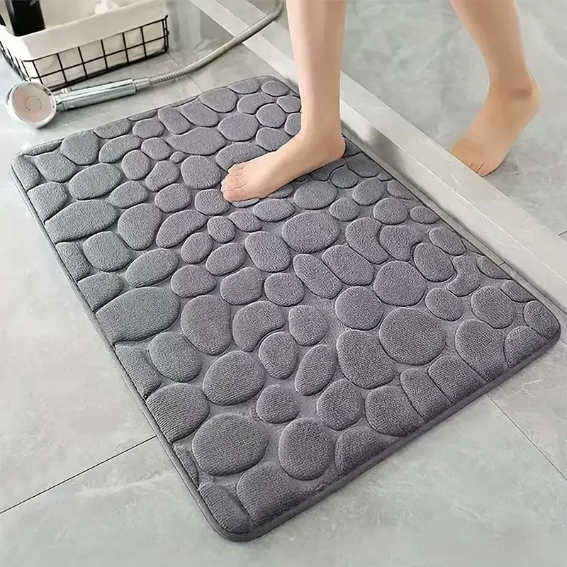 3d antiderrapante tapete do banheiro paralelepípedos em relevo tapetes de banho absorvente capacho porta tapetes máquina lavável secagem rápida