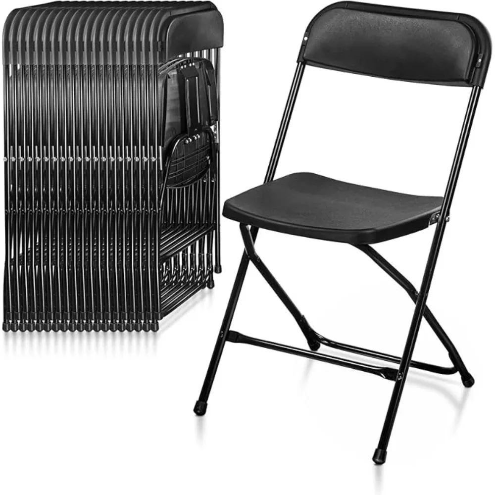 Plastic Folding Chairs, Indoor Outdoor Portable Stackable Commercial Seat with Steel Frame 350lb
