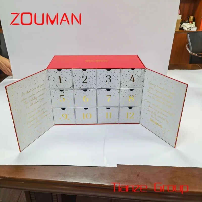 200 pieces , 2025 New custom advent calendar box cosmetic display box for perfume