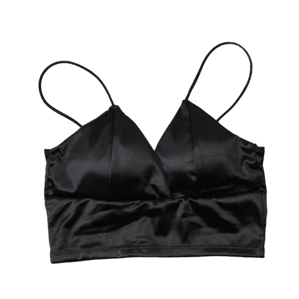Sexy Bra Satin Women's Short Wireless Crochet Underwear Underlay Undergarments With Anti Glare And Beautiful Back Straps