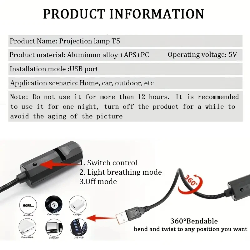1 Projector Light Moon lamp, LED lamp, blue planet, Rechargeable Moon Star Projection Light Can Rotate Night Light