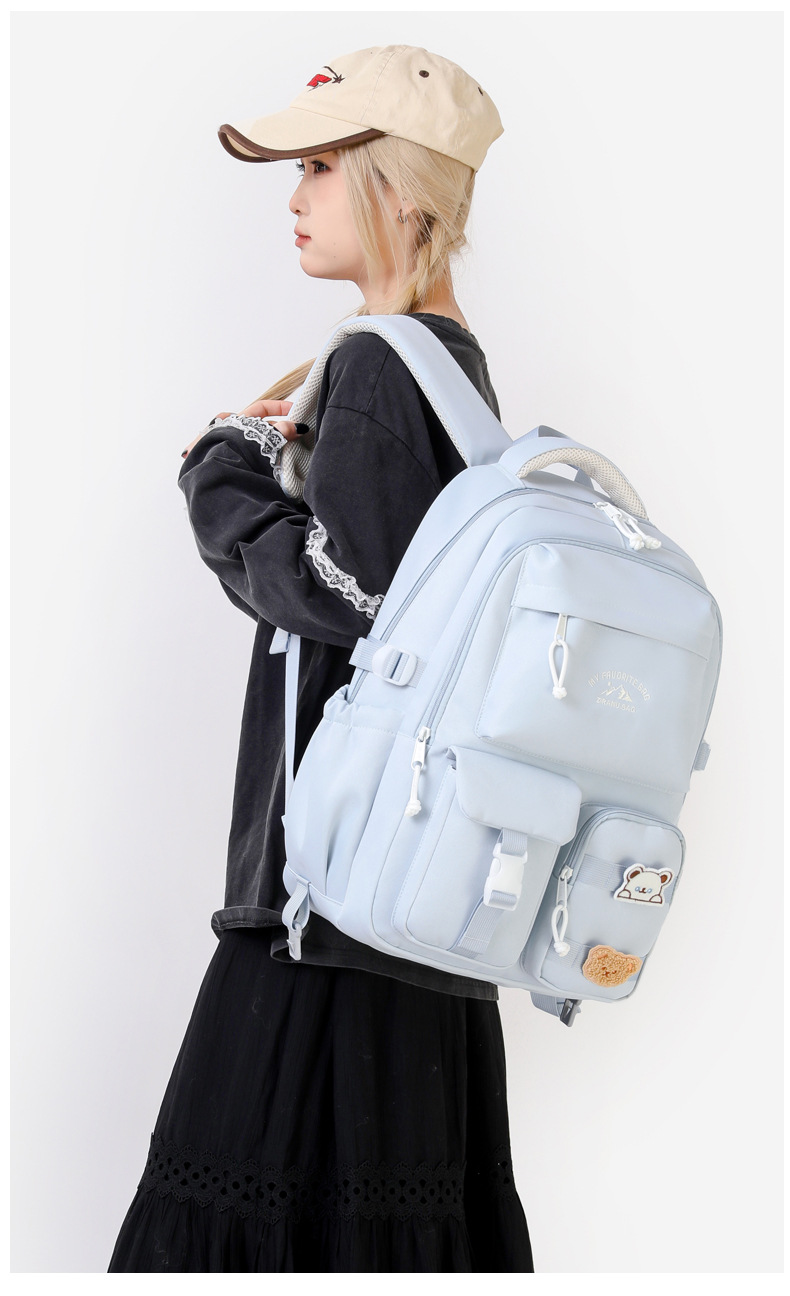 Japanese Ins College style backpack with pendant versatile large capacity backpack for women school bags for middle school girls