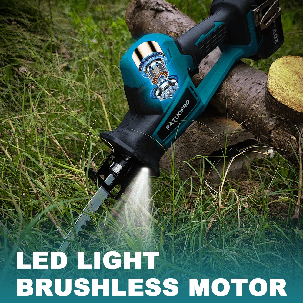 Cordless Brushless Reciprocating Saw Adjustable Speed Wood Metal Pipe Cutting Power Tool for Makita 18V Battery(No Battery)