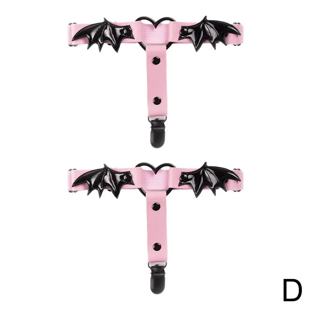 1 คู่ผู้หญิง Gothic Heart Shape ต้นขา Garter ค้างคาว Punk Wing ไนท์คลับขาถุงน่องคลิป Party Chain Garter ขาเข็มขัด Anti F4d7