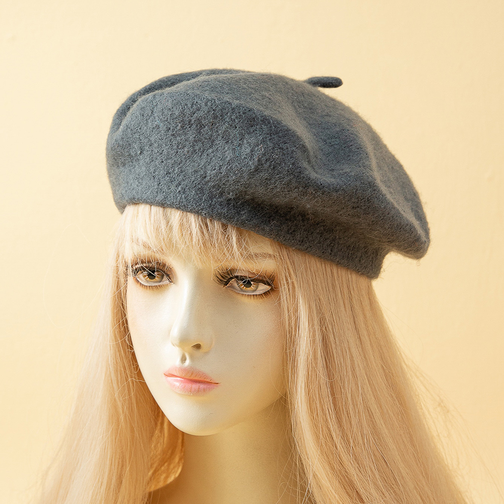 Boina de lana informal Retro a la moda para mujer, gorro de artista, gorro de lana versátil de punto con tapa redonda, gorro cálido