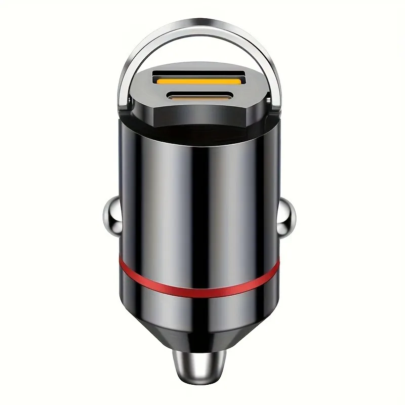 Carregador de carro flash de 66 W com anel de tração - porta dupla PD + USB ultracompactada para carregamento rápido - Mini design discreto