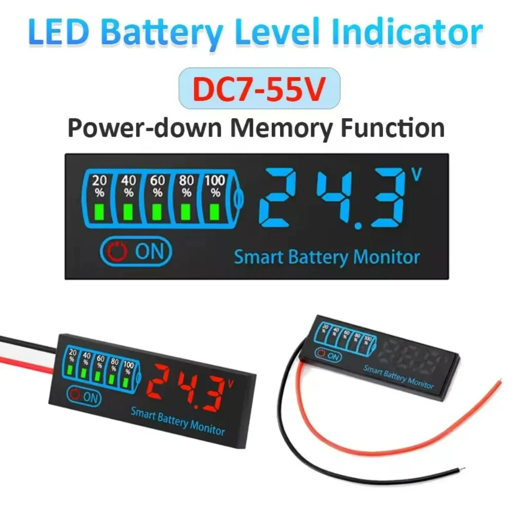 Indicador de nivel de batería de litio LED de 12V/24V/36V/48V, placa indicadora de carga de batería, tablero de visualización de voltaje, medidor de capacidad