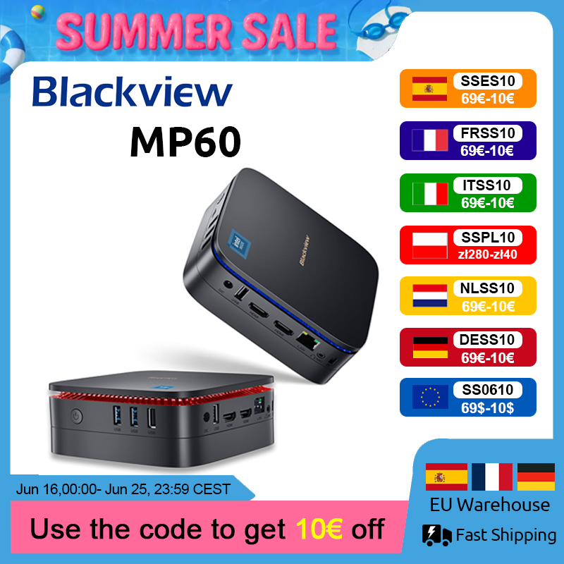 Blackview MP60 NUEVO 	 Mini PC ordenador Windows 11 16GB DDR4 512GB/1TB SSD Ordenador Intel N95 4K HD Doble HDMI Dual-Band 2.4G