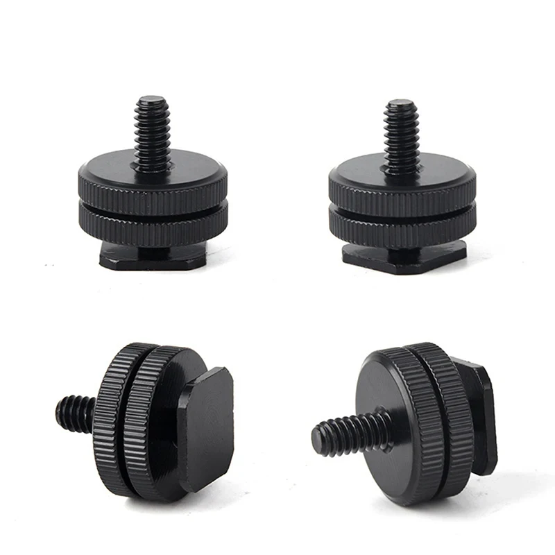 Soporte para teléfono con montaje en Zapata, Adaptador de zapata fría de doble tuerca para cámara de doble capa, Accesorios para Adaptador de Zapata, 1/4