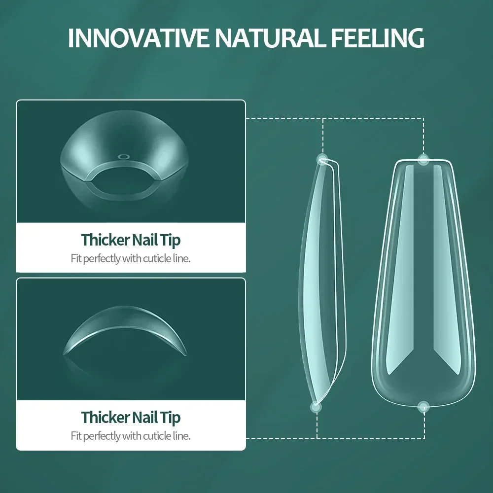 NAILPOP puntas de uñas de Gel suave 600 Uds Pre-Buff cubierta completa ataúd almendra forma ovalada puntas de extensión de uñas medio mate Gel X uñas postizas