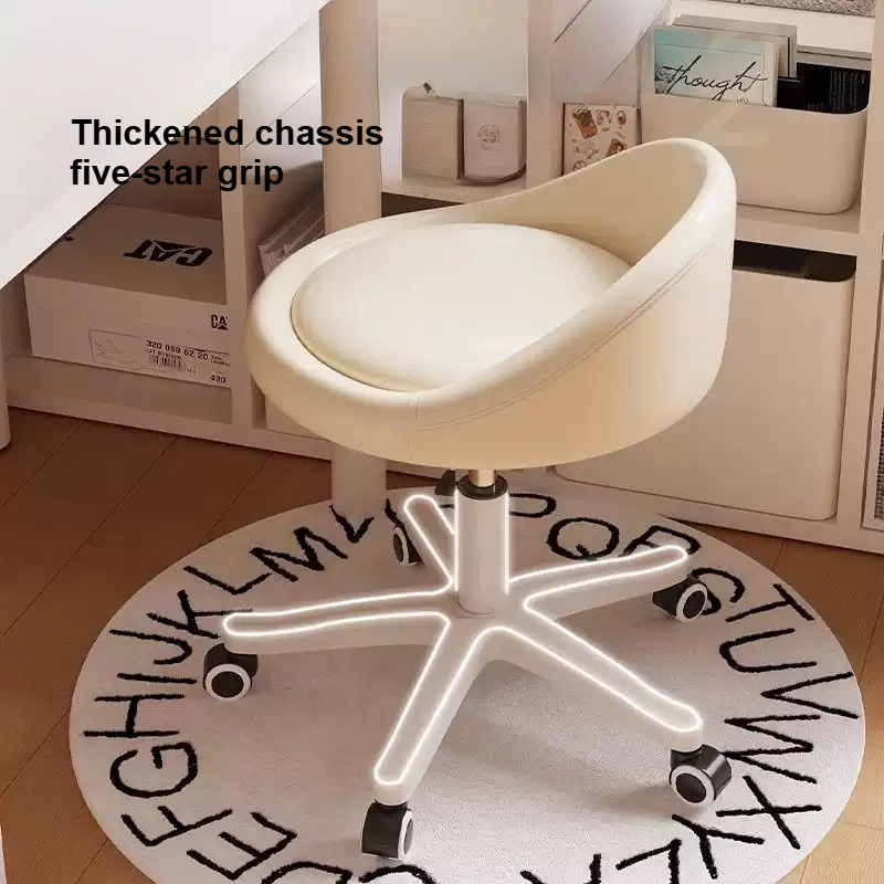 Makeup Chair for Girls, Soft-back Dressing Stool, Cream Style Manicure Chair, Simple Household Makeup Stool.