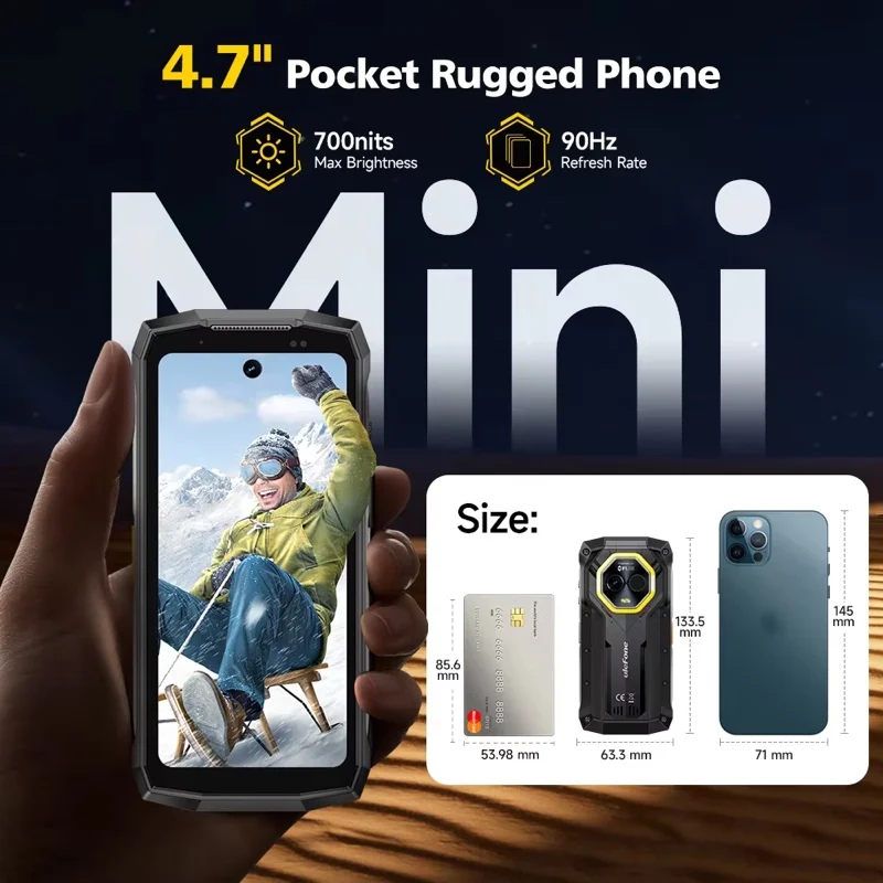 【เปิดตัวครั้งแรกในโลก】 Ulefone Armor mini 20T Pro 5G สมาร์ทโฟนหน้าจอ 4.7 นิ้วที่ทนทาน มีไฟ LED อเนกประสงค์ ระบบปฏิบัติการ Android 14 ความจุแบตเตอรี่ 6200mAh แรม 16GB（8+8）รอม 256GB 33W