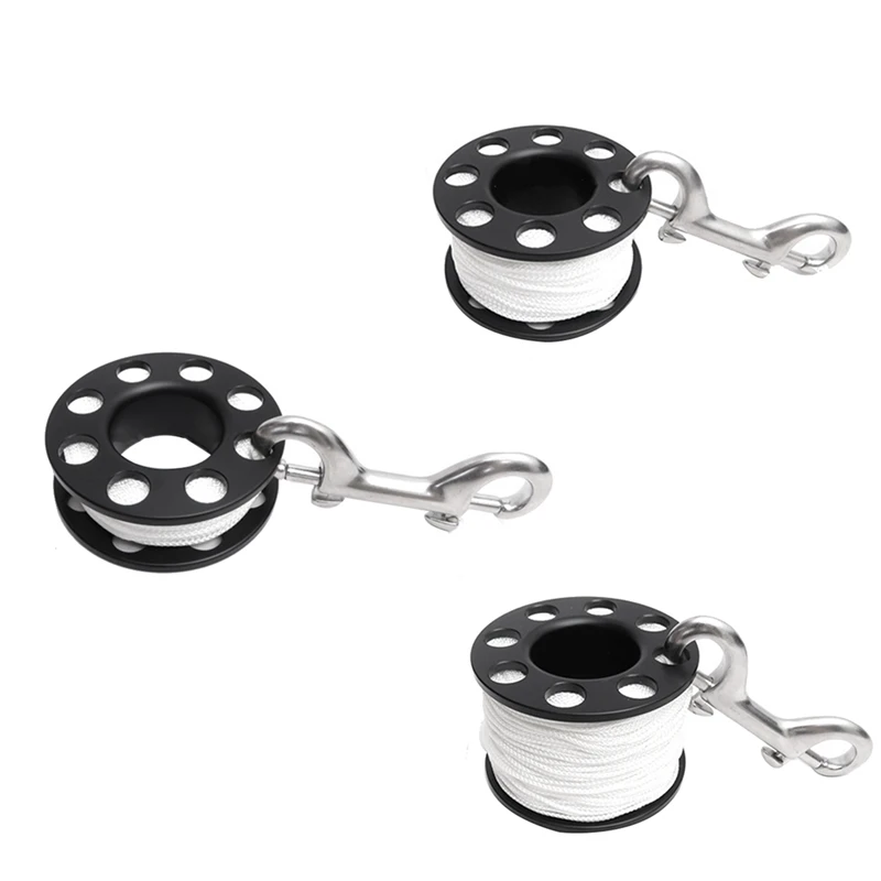 Y43A-Scuba Diving Spool Finger Reel With Stainless Steel Double Ended Hook SMB Equipment Cave Dive