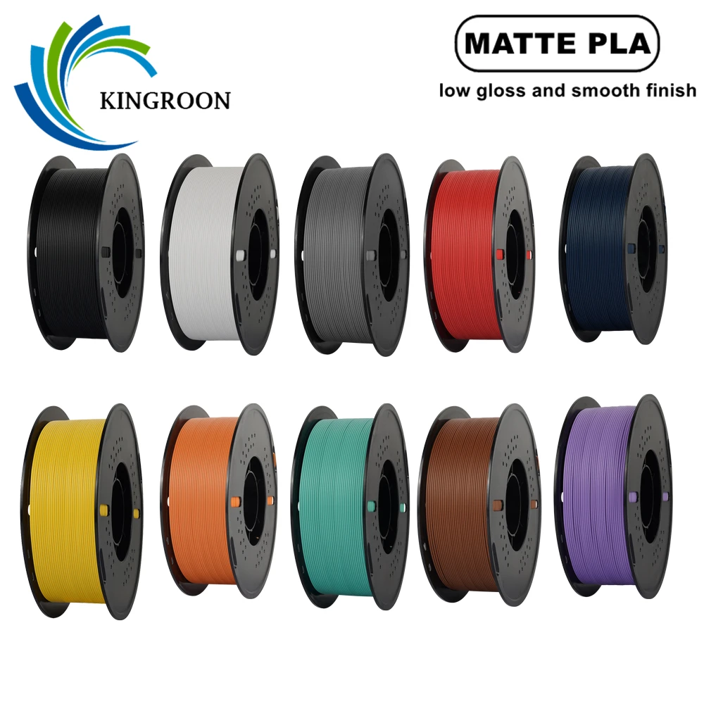 KINGROON Nieuw mat PLA-filament 1,75 mm Laagglans 3D-printmateriaal Matte afwerking PLA 5KG 10KG Mixkleur, 1kg Plastic spoel