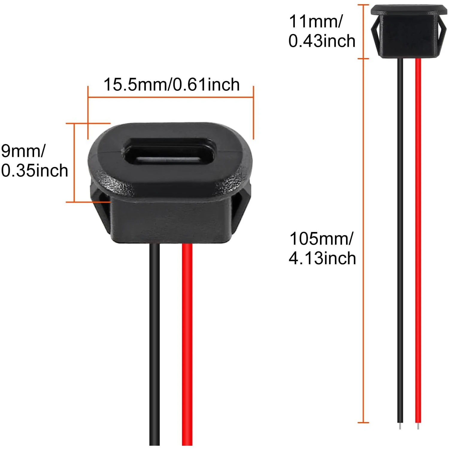 20PCS Type-C Female Chassis 2 Pin Type-C Female Socket Connector Waterproof Jack Female Charging Port with Card Buckle 3A USB-C