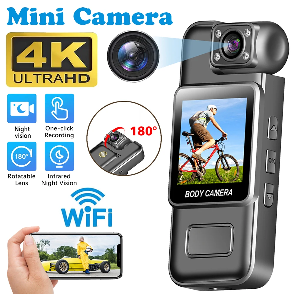 Mini cámara Ultra HD 4K WiFi, grabadora de vídeo Digital portátil, BodyCam de policía, visión nocturna infrarroja, videocámara deportiva DV para montar