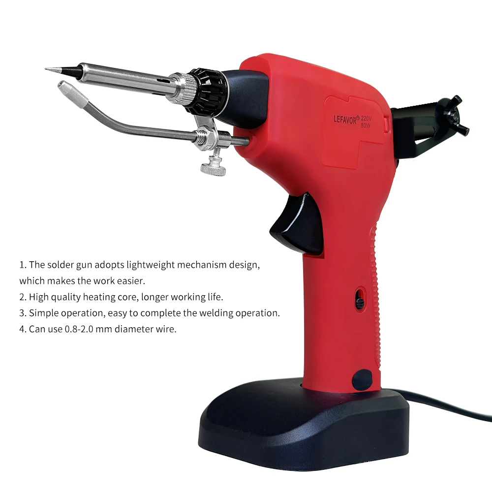 LEFAVOR 80W Soldering Iron Gun Hand-held Internal Heating Soldering Iron Auto Send Tin Gun Soldering Welding Repair Tool