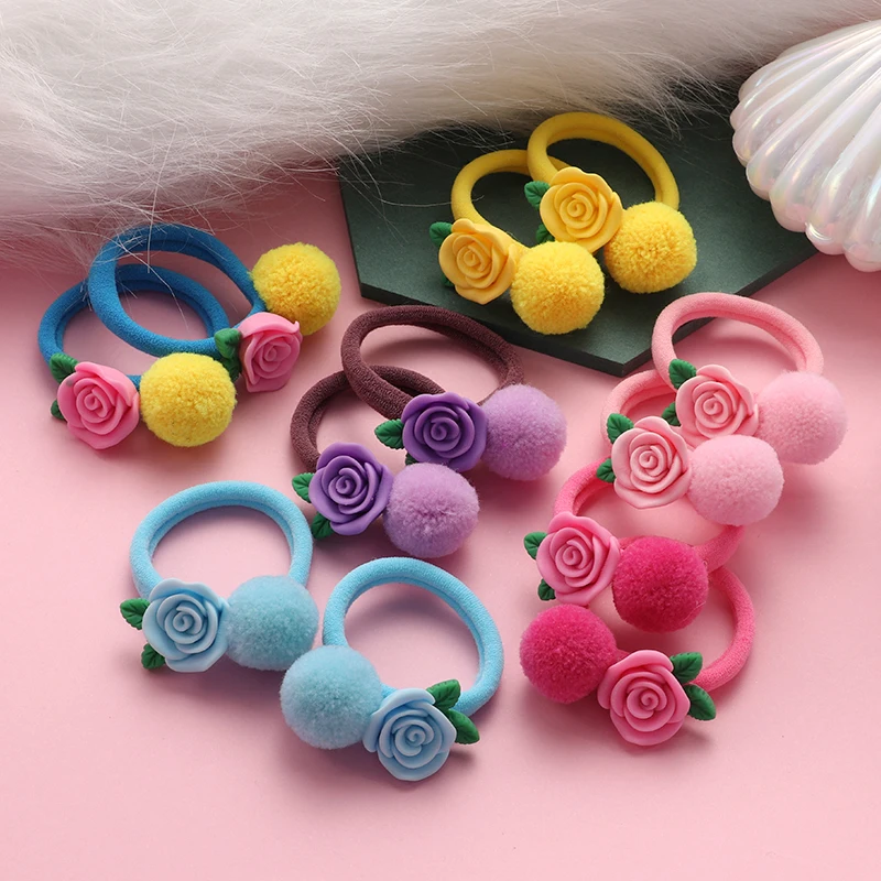 2 Chiếc Mới Hình Thú Hoạt Hình Dây Buộc Tóc Bé Gái Nylon Đai Cao Su Đàn Hồi Tóc Mũ Trùm Đầu Dễ Thương Cho Trẻ Em Mũ Phụ Kiện Tóc quà Tặng