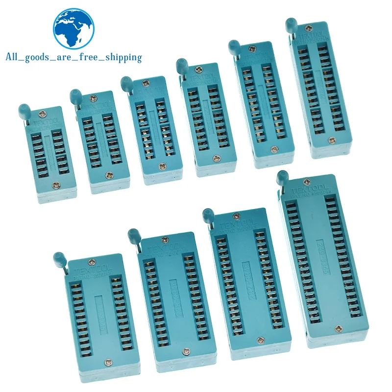 TZT 1 unids/lote 14 16 18 20 24 28 32 40 P Pin 2,54 MM verde DIP Universal ZIF IC Socket prueba soldadura tipo IC bloqueo asiento zif socket