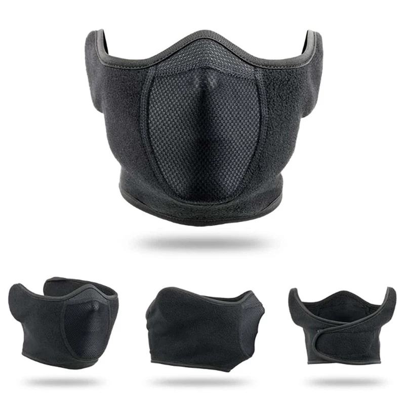 Máscara cálida a prueba de viento para invierno, deportes de pesca al aire libre, correr, ciclismo, cubierta facial de lana Polar, media máscara, protección para los oídos