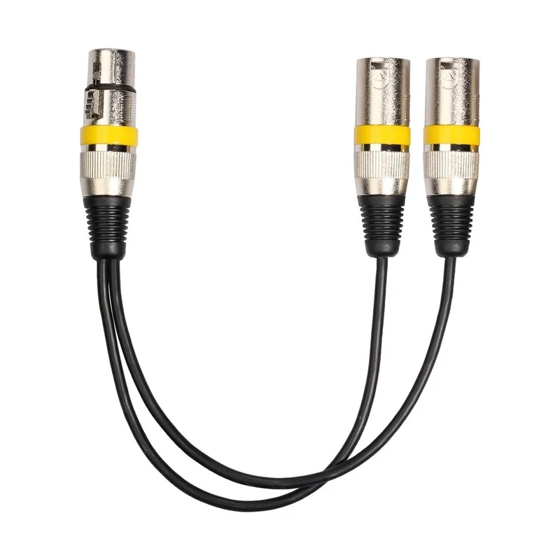 3pin xlr fêmea jack para duplo 2 macho plug y divisor 30cm adaptador cabo fio para amplificador alto-falante fone de ouvido misturador