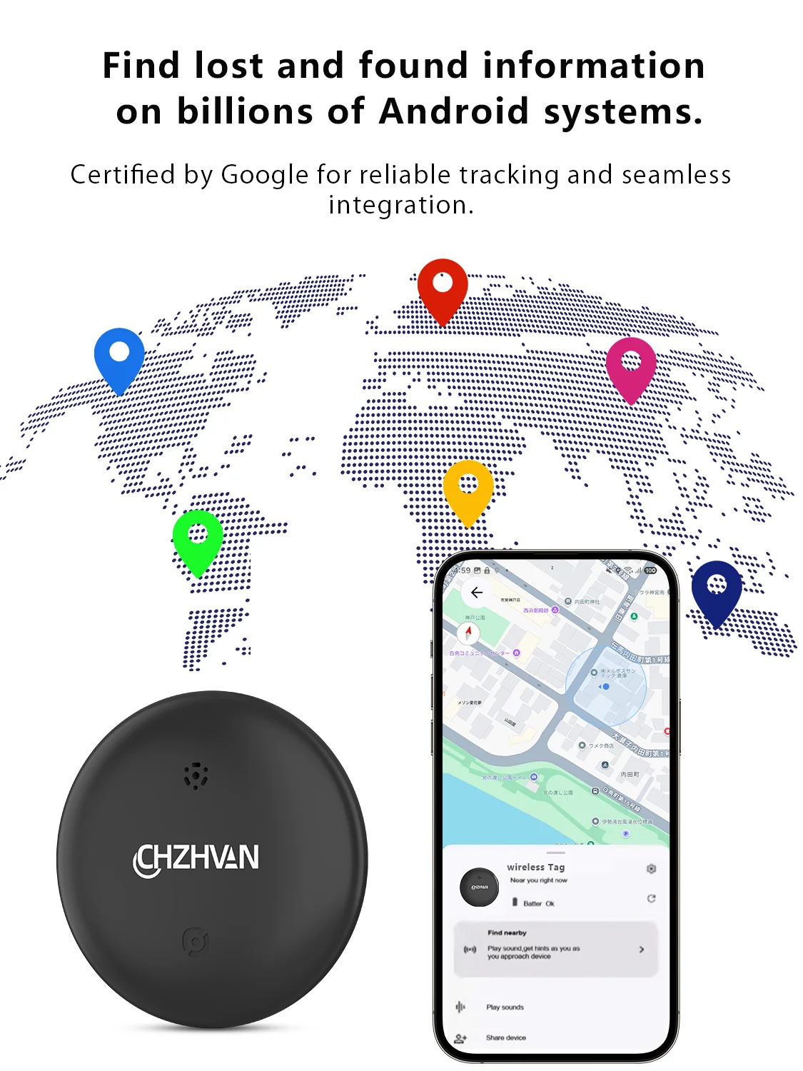 Мини-трекер для всего Android Key Finder, велосипедная сумка, потерянный трекер, умный Bluetooth-трекер для меток, работающий с приложением Google Find Hub
