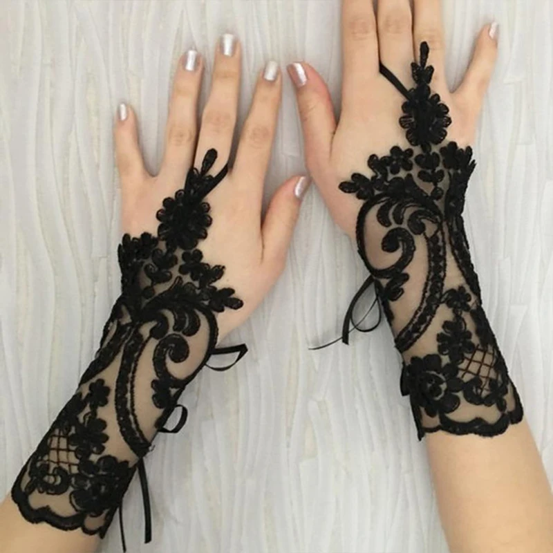 Neue Frauen Hochzeit Fingerlose Handschuhe Spitze Weiß Schwarz Hohe Qualität Hochzeit Handschuhe Fäustlinge Zubehör Mädchen Party Sexy Handschuhe