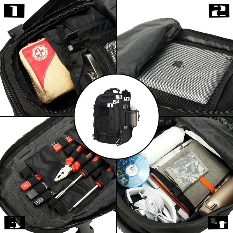 Taktischer Rucksack für Herren, 60 l, Molle-Angriffsrucksack, robust, wasserdicht, großes Fassungsvermögen, Bug-Out-Tasche für Wandern, Camping, Jagd