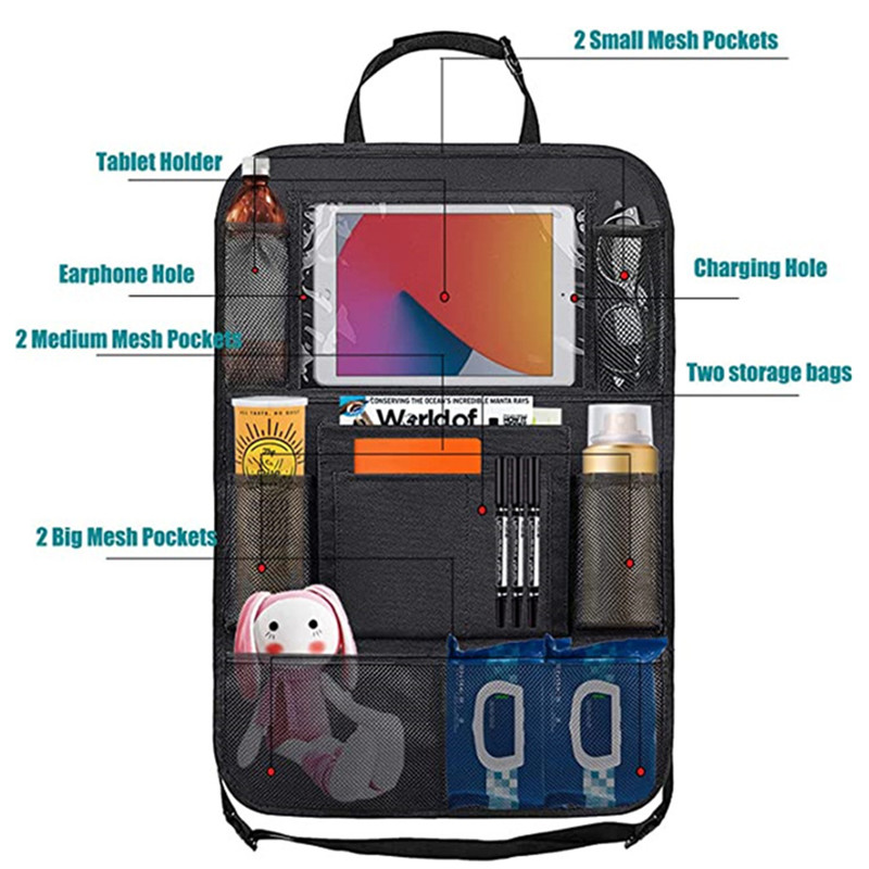 1 ピースカーシートオーガナイザー多機能オックスフォード生地車のバックマルチポケット収納袋タブレットホルダープロテクター付き子供用