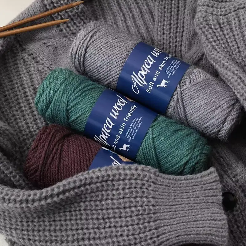 500 g de hilo de lana de alpaca, hilo grueso, tejido a mano para hacer suéteres cálidos y de moda, cortavientos, chaquetas, bufandas, sombreros, hilo