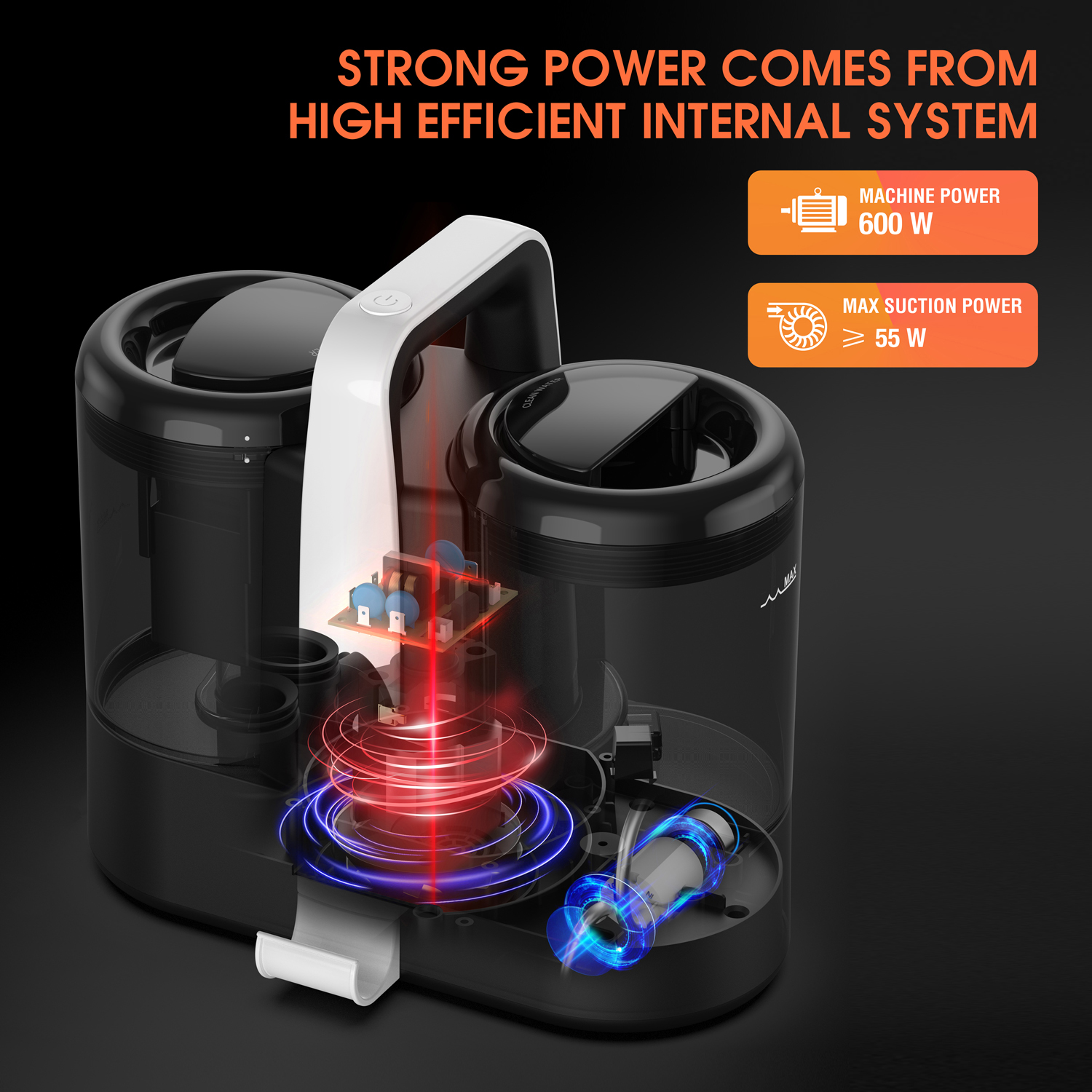 ROBOEVO Handheld Carpet Cleaner 600W 15KPa Portable Spot Cleaner for Car Sofa, Spray Suction Integrated Upholstery Cleaner Machine