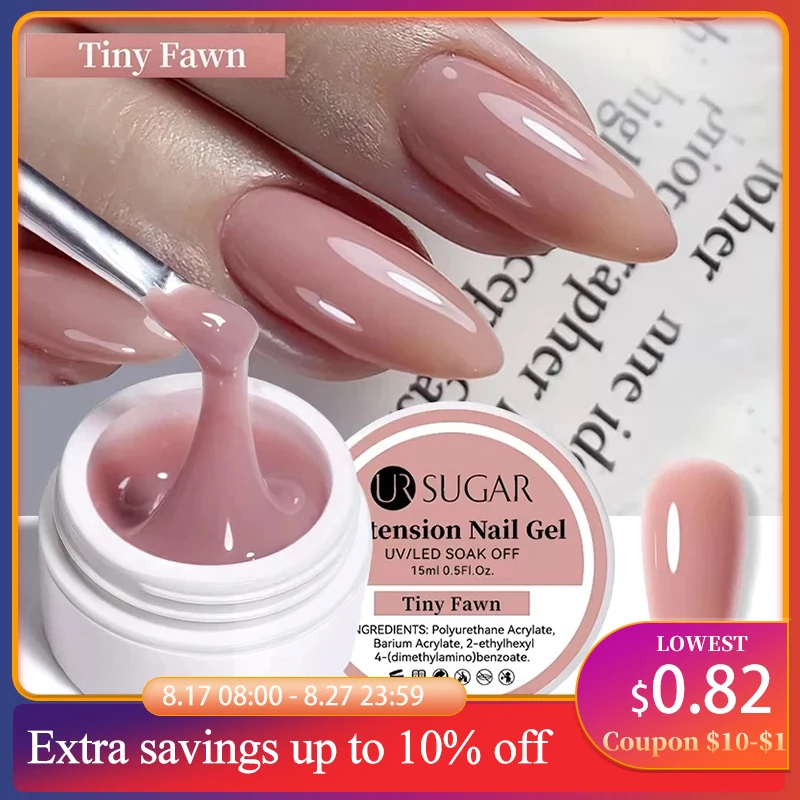UR SUGAR-esmalte de uñas en Gel, 15ml, forma de dedo, transparente, rosa desnudo, arte de uñas, camuflaje, Gel duro, manicura acrílica