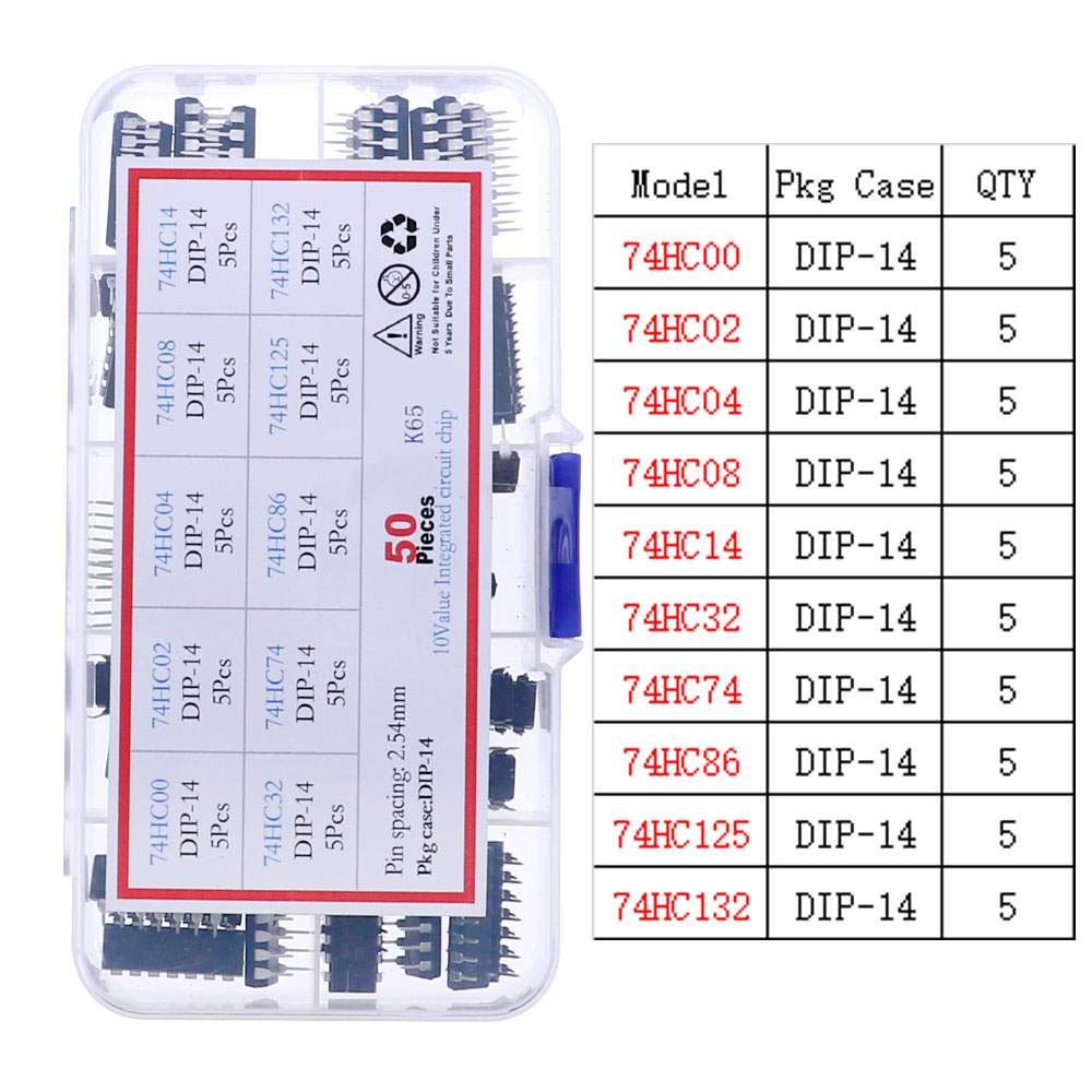Kit surtido de chips de circuito integrado IC, juego de enchufes IC 4000 4500 74HC 74LS, serie IC lógica CMOS común