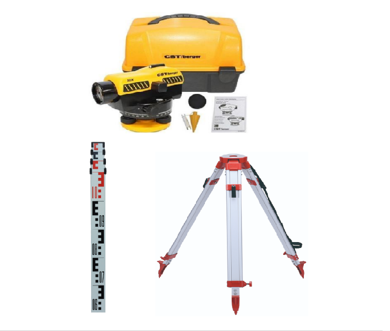 Kit Nível Óptico Automático 32x + Mira 5m + Tripé Topografia