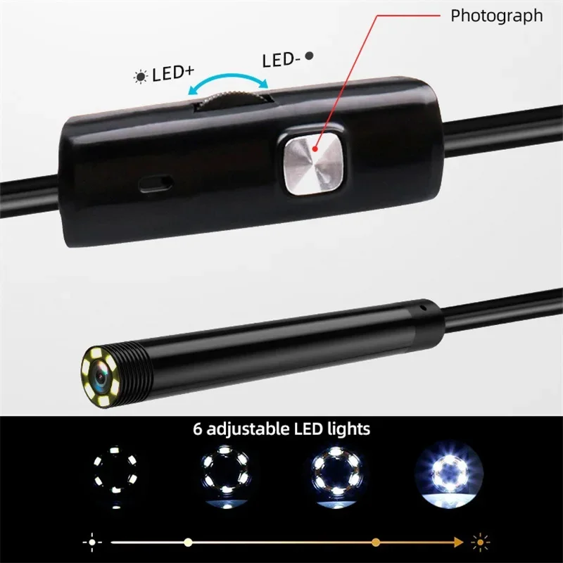 Periscopio industrial KERUI, cámara endoscópica 3 en 1 con 6 LED, tipo C, resistente al agua IP67, minicámara OTG para inspección de tuberías