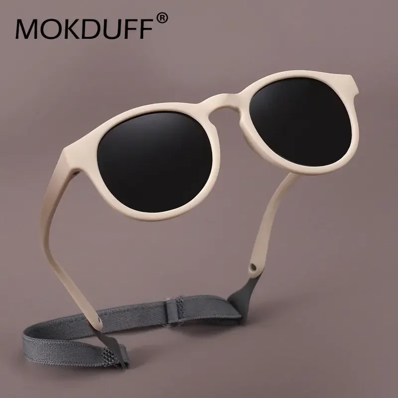 Primeras gafas de sol de moda para bebés con correa, redondas, flexibles, polarizadas UV400, para edades de 0 a 3 años
