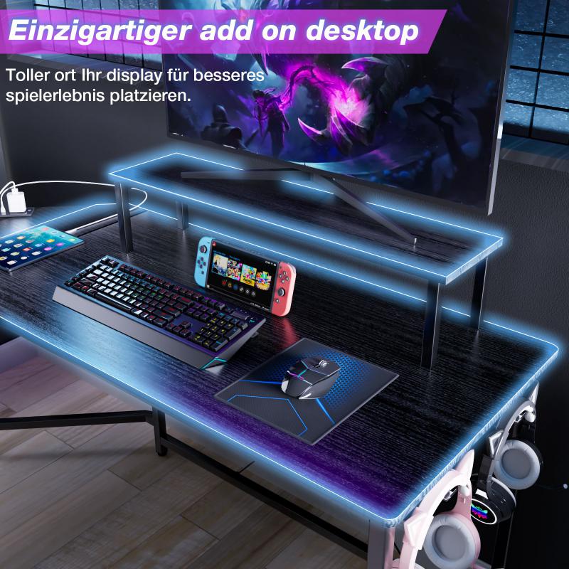 Mesa em forma de l para computador, mesa de competição elétrica tipo l, resistente, prateleira de canto para jogos, para caixa de computador, móveis de escritório