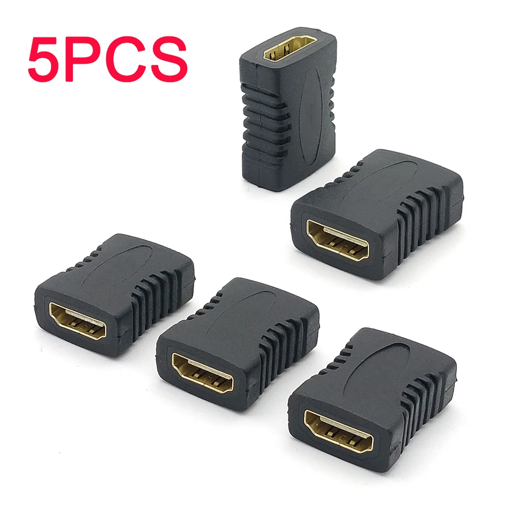 Conector extensor compatible con HDMI, adaptador de acoplador, extensor hembra a hembra para ordenador portátil, TV, televisión, 1080P, 4K x 2K, 3D, 5 uds.
