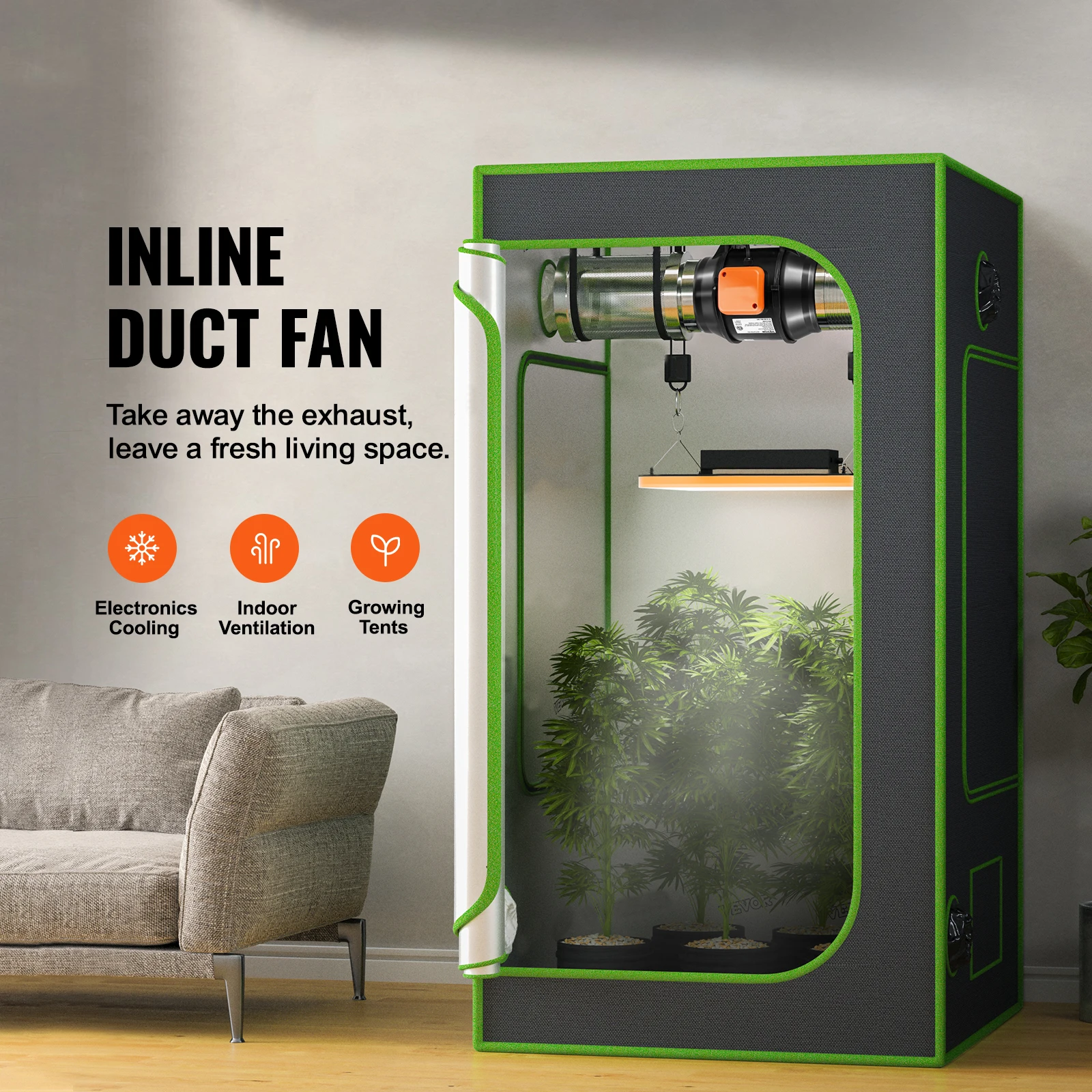 SucceBuy Inline-Kanalventilator mit variabler Geschwindigkeitsregler, leiser AC-Motor, Belüftung, Abluftventilator für die Kühlung zu Hause, Booster-Toilette